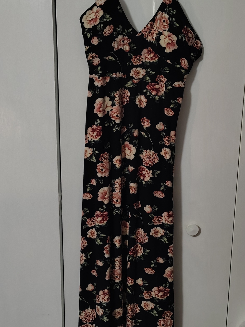 Justify Black Floral Maxi Dress with Pink & Cream Blooms